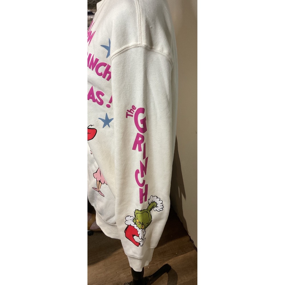 Hybrid The Grinch Sweatshirt Womens S Cream Excellent Dr Seuss Graphic Pullover - Picture 3 of 5